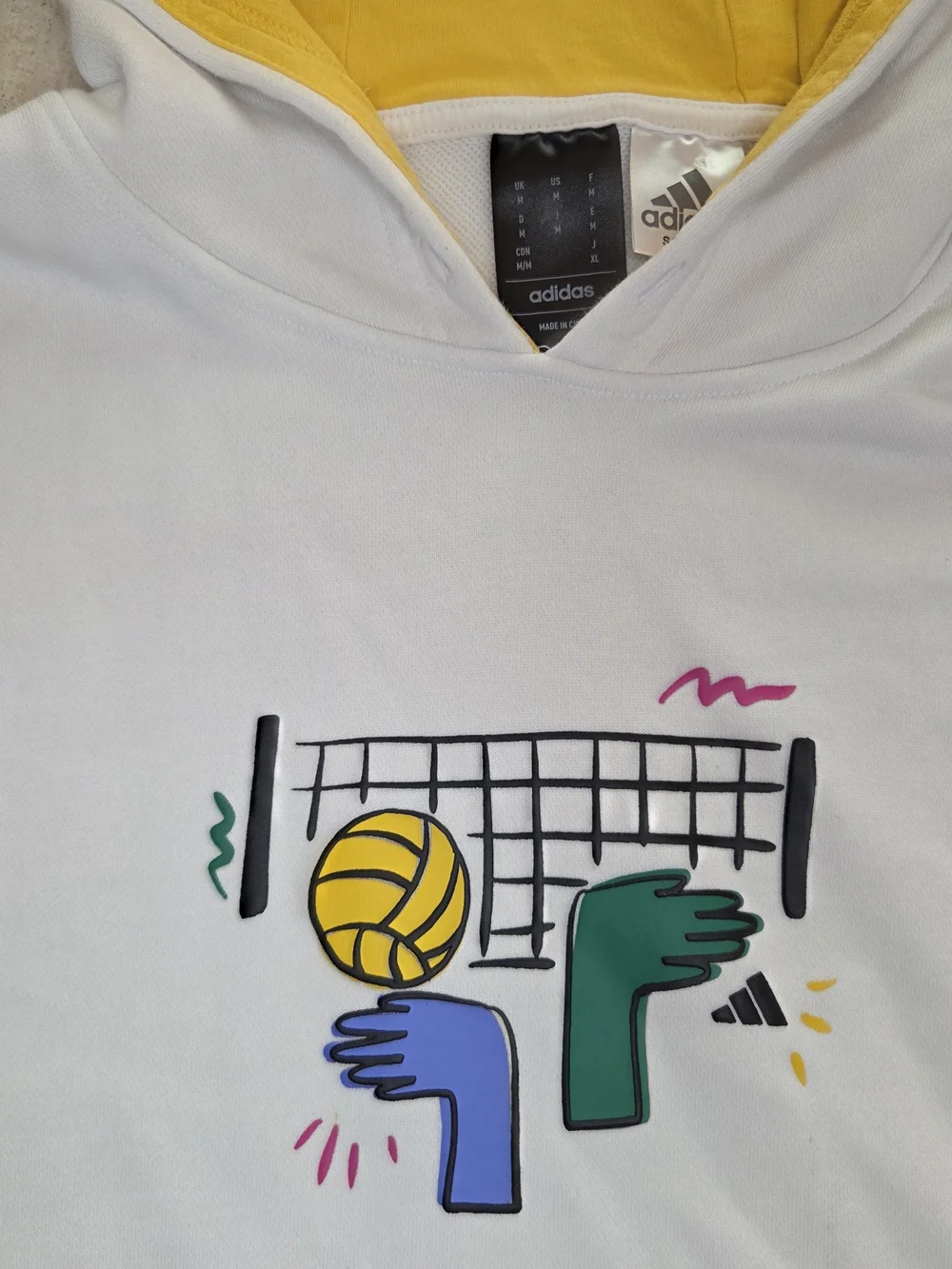 Adidas Volleyball Graphic Retro Hoodie White & Purple Medium Like New